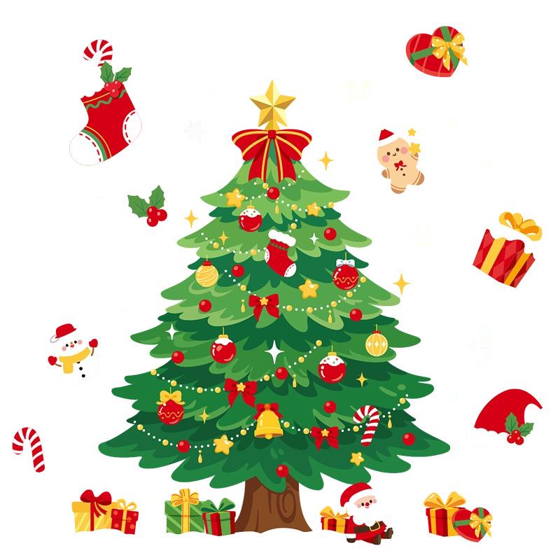 2025 Christmas Window Clings: Santa Claus Tree Decor