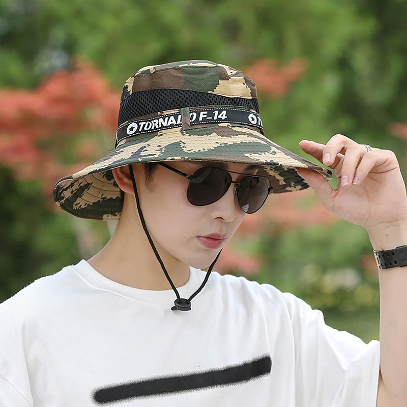 Pánská letní čepice s širokým okrajem, venkovní prodyšná čepice proti UV záření