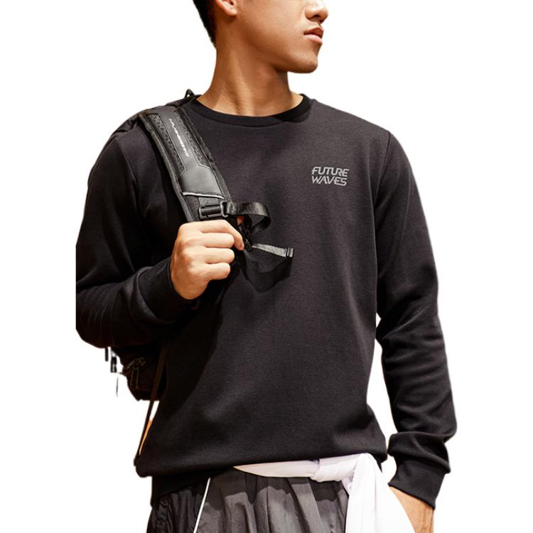 Anta Round-Neck Long-Sleeve Sweatshirt With Abstract Back Print Men Tops Black 152231710-4