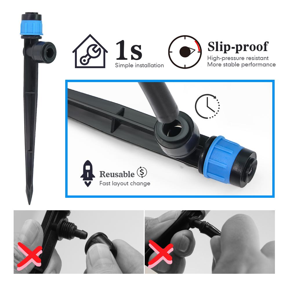 13cm Bubbler Sprinkler W/ Stake 1/4″ Quick Connect Adjustable Dripper Garden Irrigation Lawn Large Area Plants Watering 0-80L/H