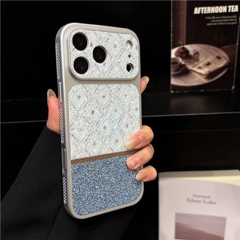 Applicable to Apple 17promax mobile phone case ins wind crushing diamond diamond glitter frame iPhone16/15 anti-drop hard case