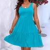 Rochie de vară casual cu linie A pentru femei, fără mâneci, cu straturi, rochii de plajă și ținute de vacanță