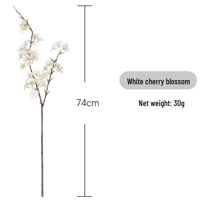 Premium Artificial Cherry Blossom Branch - Realistic Two-Forked Floral Ornament for Indoor Decor and Hotel Reception