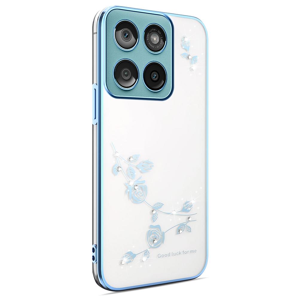 

KADEM For Motorola Edge 60 Fusion 5G/Edge 60s 5G/Edge 60 5G Case Flower Rhinestone Decor Electroplating TPU Phone Cover Blue