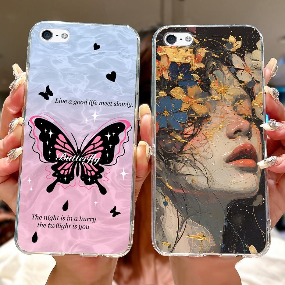 Für Apple iPhone 5 5S Hülle iPhoneSE Luxuriöse Bemalte Blumenhülle Weiche Silikon-Handyhülle Für iPhone SE 2020 2022 iPhone5 Fundas