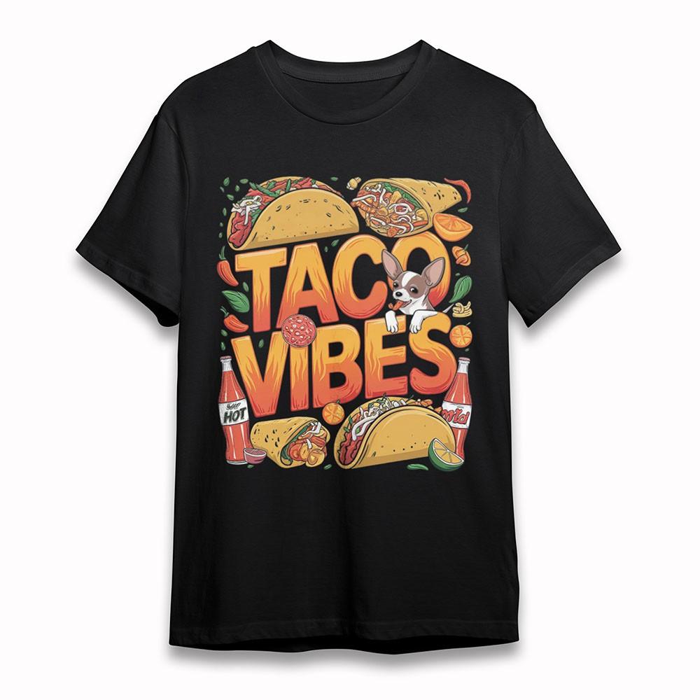 Women's T-Shirt Mexican Food Fiesta Colorful Tee Short Oversize Cotton Black