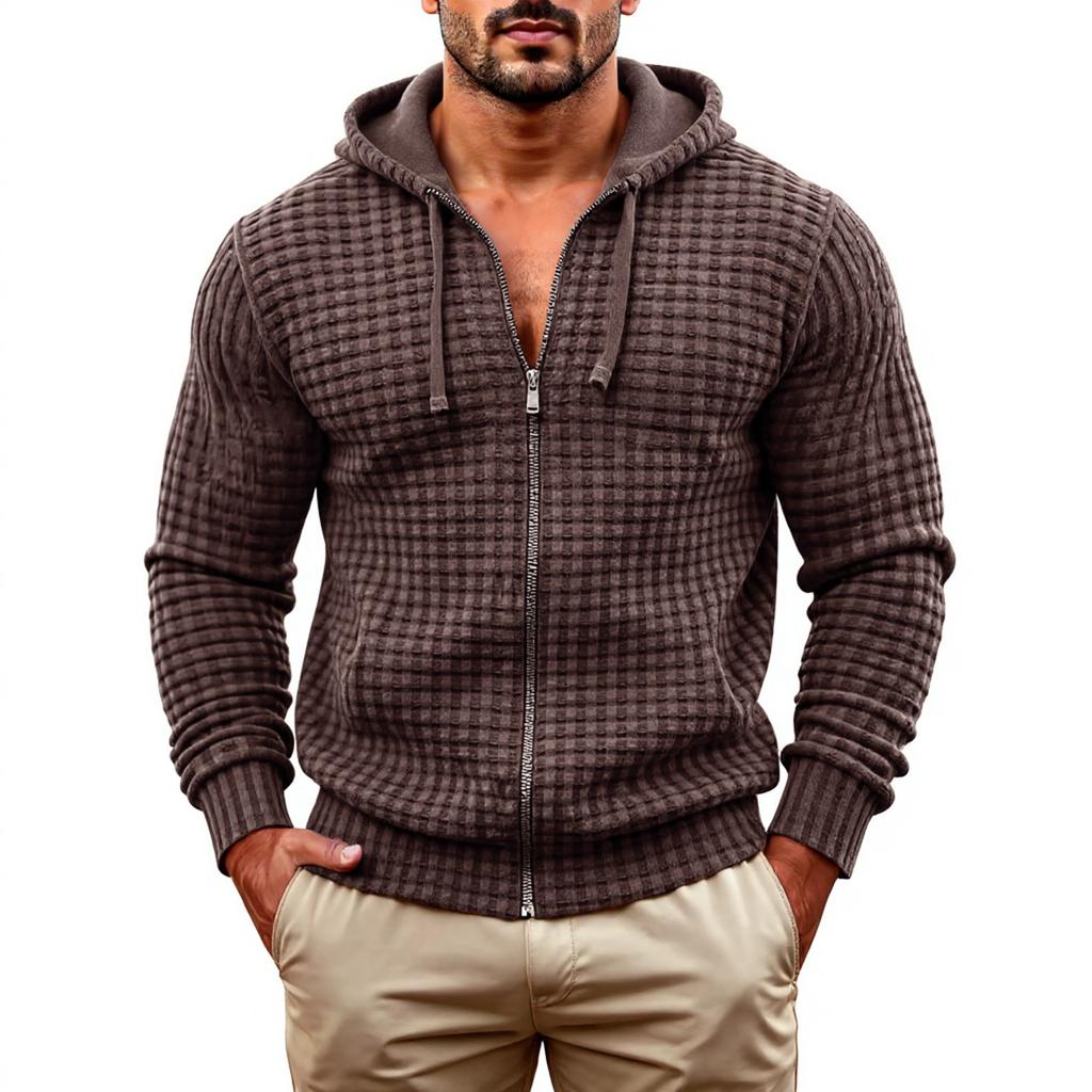 Mens Hoodies Pullover Full-Zip Long Sleeve  Knit Hooded Sweatshirt Hoodie For Men Fall Casual Clothes