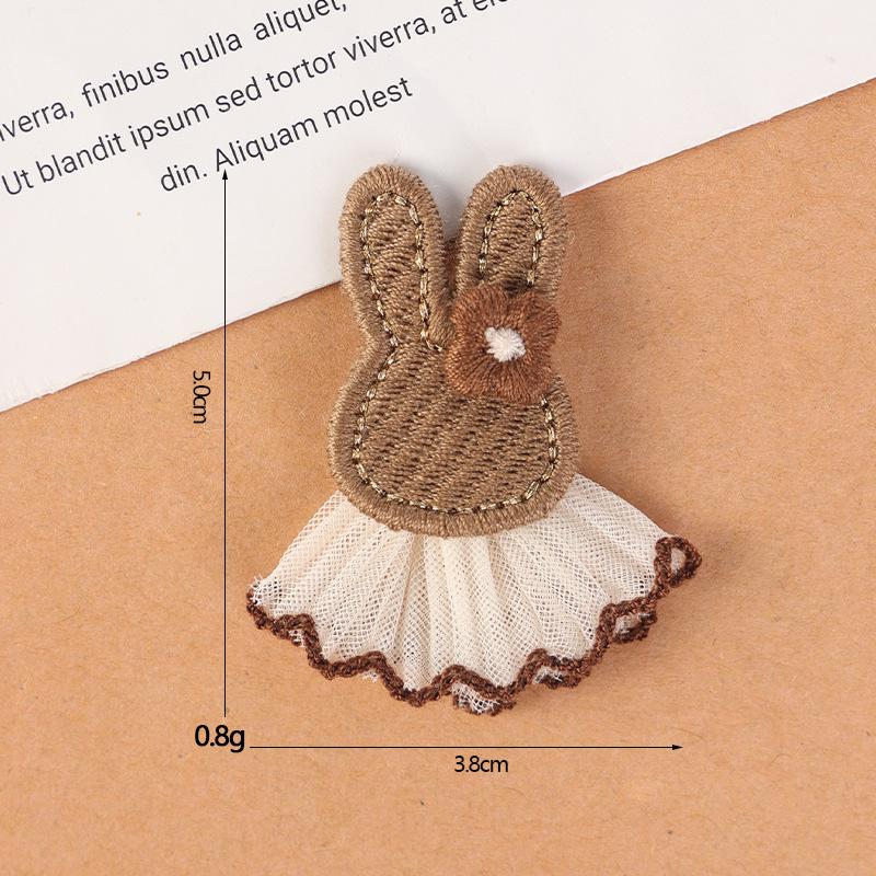 Milk Coffee Bow-Tie Bunny Ear Fabric Patch for DIY Children's Clothing Accessories