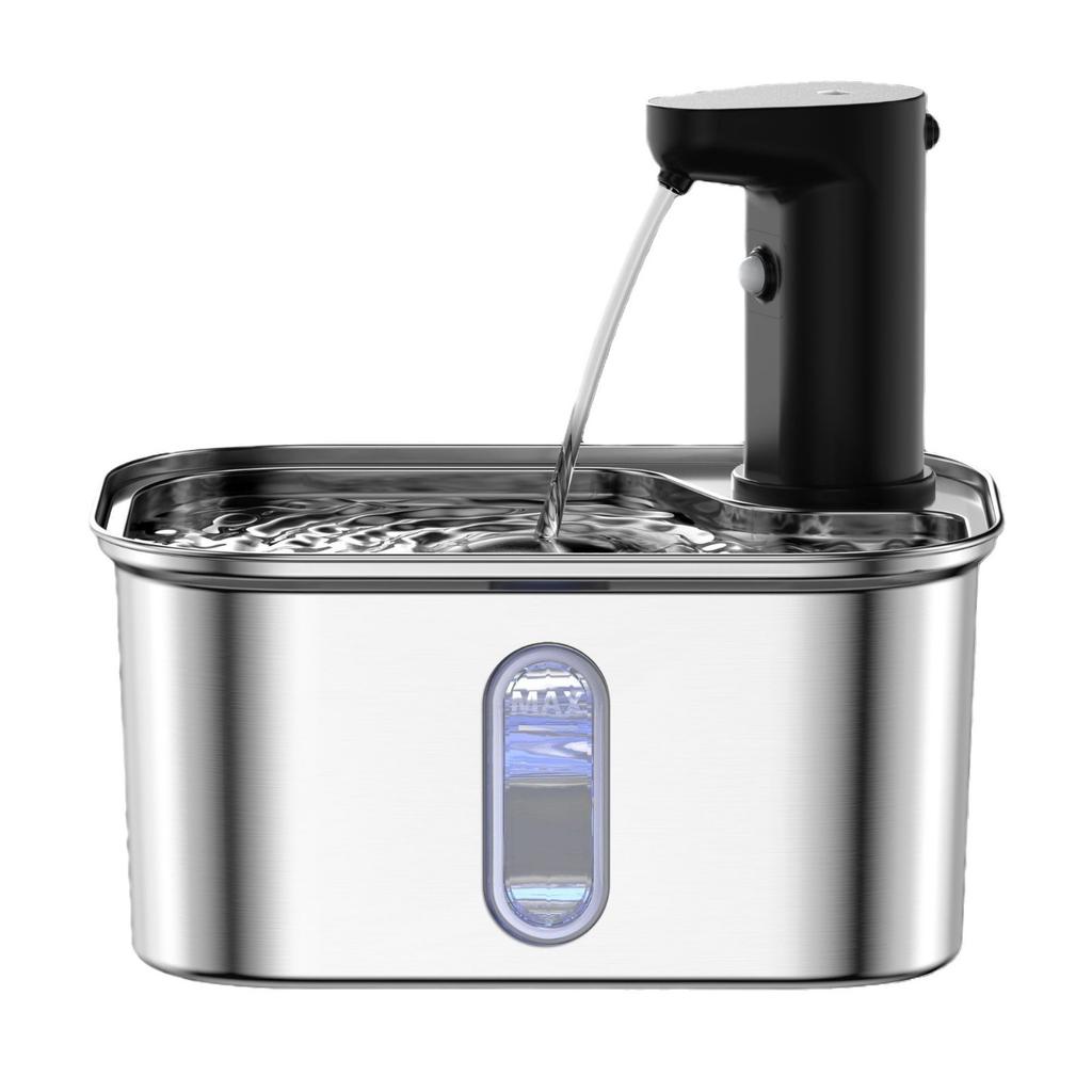 Wireless 304 Stainless Steel Pet Water Fountain Cat Dog Smart Sensor Quiet Pump Filter Battery Powered Auto Mode Water Bowl 3L