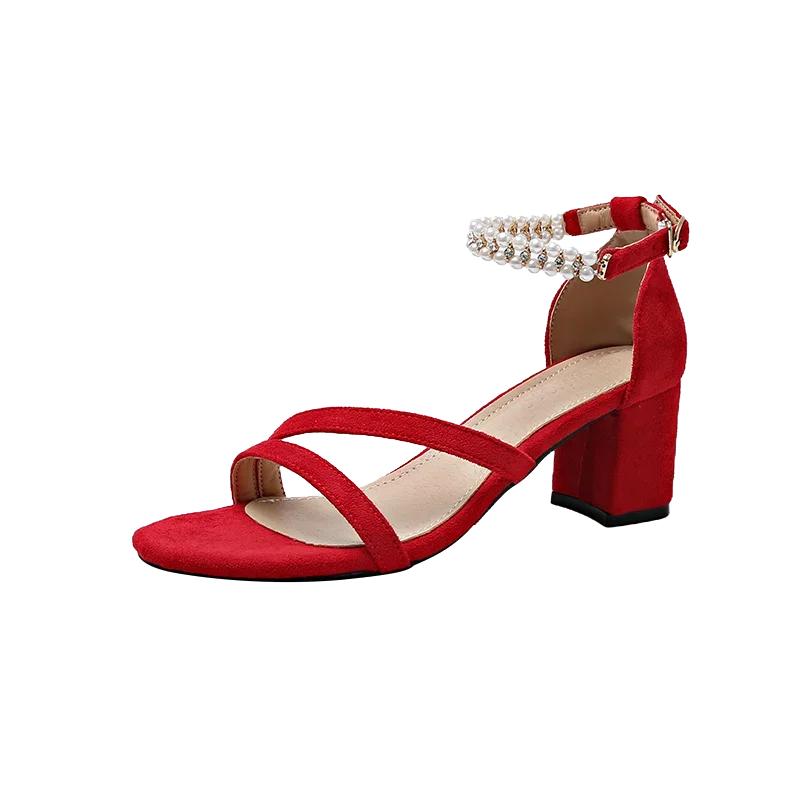 2025 Summer Pearl Low-heeled French Sandals Summer with Skirts High-end Small Heel Women's Shoes