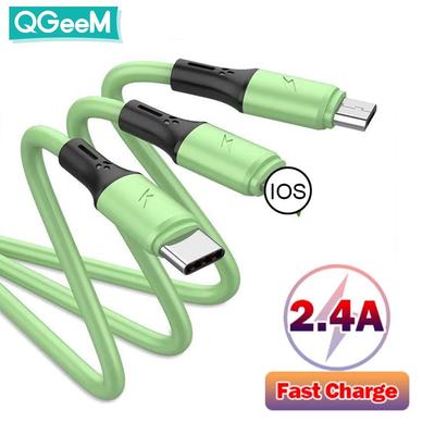 2,4A Max 3v1 USB kabel Rychlé nabíjení Lightning kabel pro iPhone Typ C Nabíjecí kabel pro mobilní telefon Xiaomi Samsung USB Micro