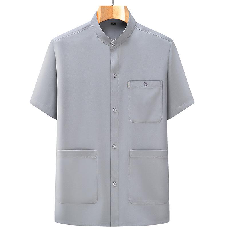 Pánská letní košile s krátkým rukávem a stojáčkem a šortky pro seniory