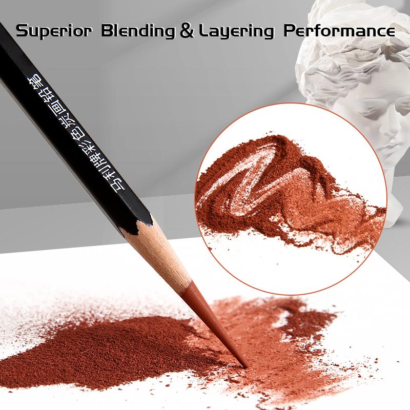 10 szt. Zestaw profesjonalnych kredek węglowych kolorowych Marie's, kolory odcieni skóry do szkicowania, cieniowania, mieszania, dla dorosłych i artystów