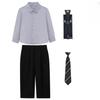 Toddler Boys Suspenders Pants Set Striped Button Down Shirt and Bow Tie Kids Formal Party Outfit Cute Wedding Guest Costume for 1-12Y
