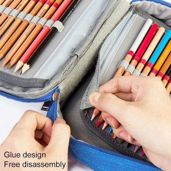 72-Slot Sketch Pencil Case 3-Layer Oxford Storage Pouch for Coloring Pens And Art Supplies Portable Stationery Organizer for Students Artists
