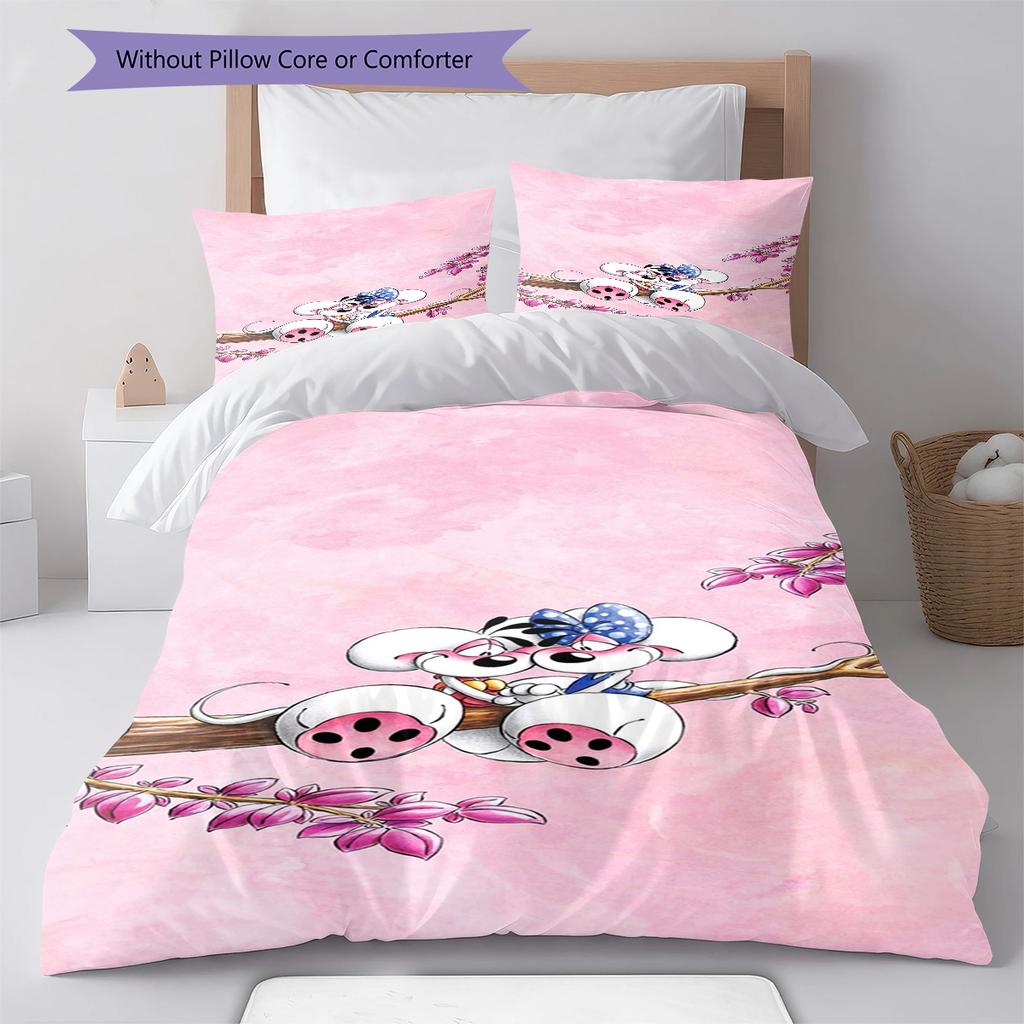 Diddl Pattern Bedding,Quilt Set Quilt Cover Pillowcase Home Birthday Gift (1 * Duvet Cover + 2 * Pillowcase, Without Core)
