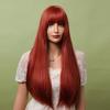 Lång Orange Röd Ingefära Rak syntetisk peruk för kvinnor Natural Wave Peruk med lugg Värmebeständig Cosplay Peruk