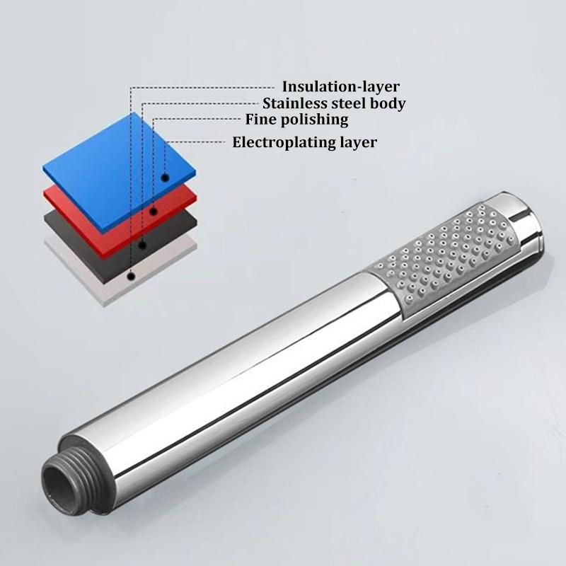 Handheld Cylindrical Stainless Steel Booster Shower Head Hotel Home Bathroom Universal Shower Head Set