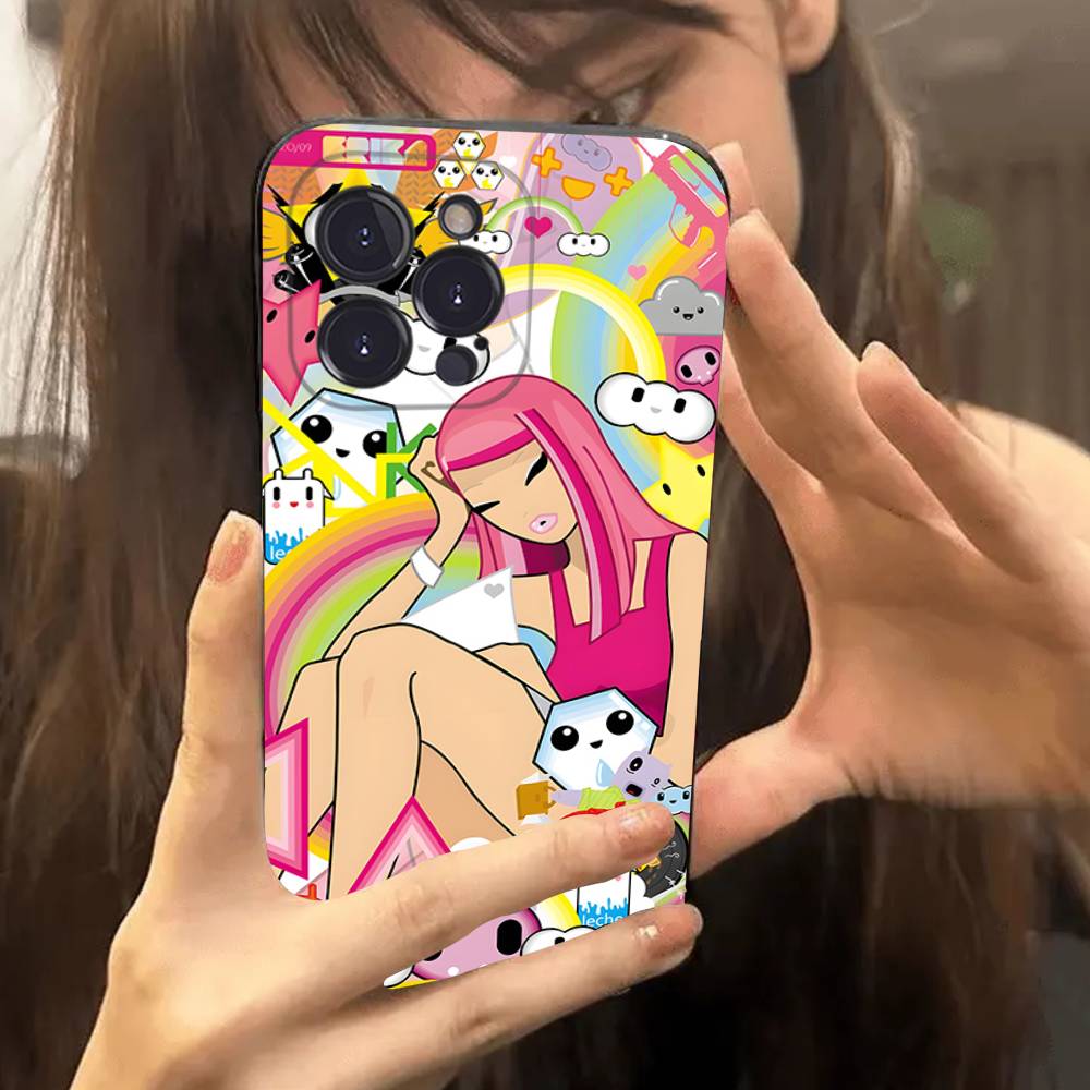 Character T-tokidoki Phone Case For Iphone 17 16 15 14 13 12 11 Pro Max Plus Black Shell Cover Case