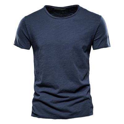 Heren Casual Europese Maat Zomer Effen Kleur Ronde Hals Korte Mouwen Slim Fit Bamboe Katoen T-shirt