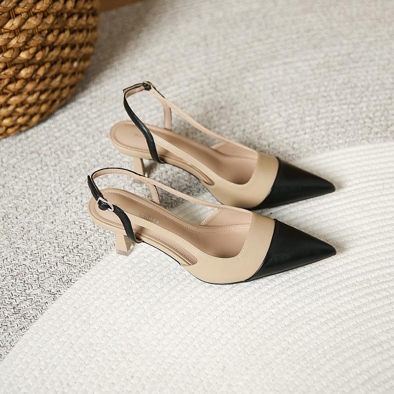 Back Empty Pointed High Heels French Stiletto Sandals Baotou Soft Sole Single Shoes