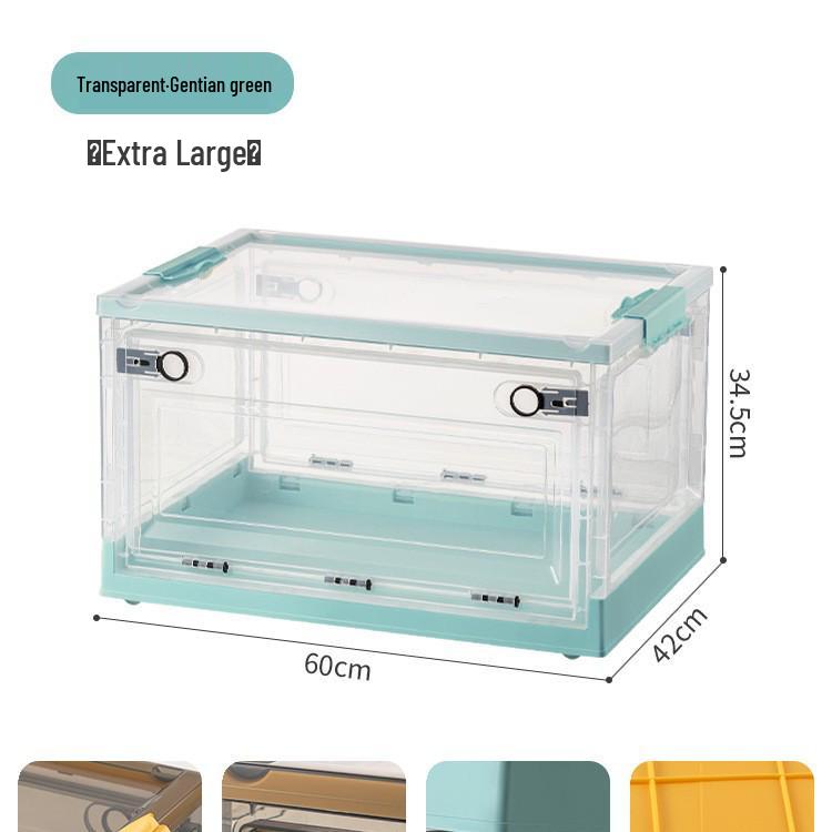 Three-Door Large Plastic Storage Box with Wheels for Living Room