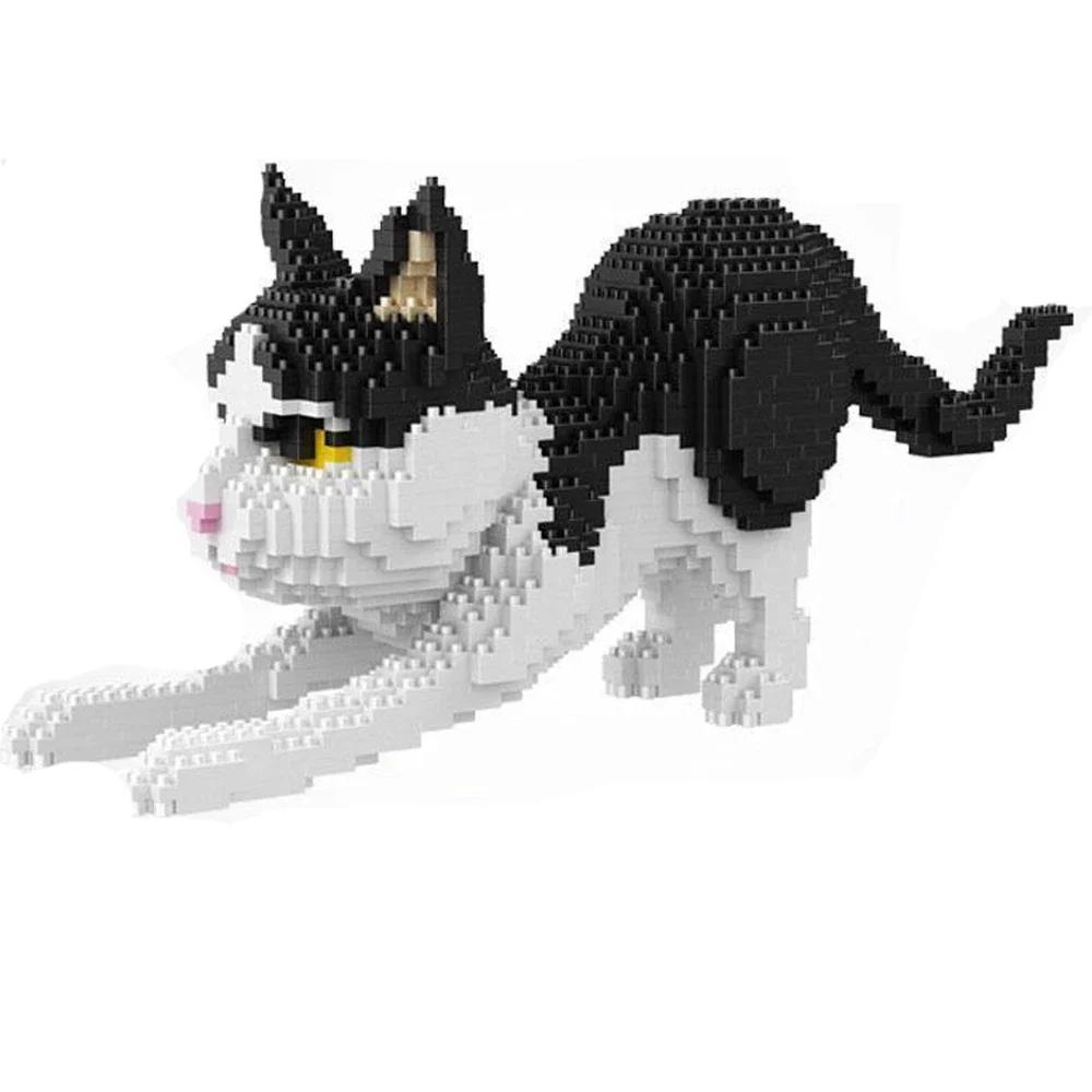 Variety of Pet Cat Models Building Blocks Toy:Captivating Cat Expressions, Fun Orange & Cow Patterns, Kid-Friendly, Unique Gift