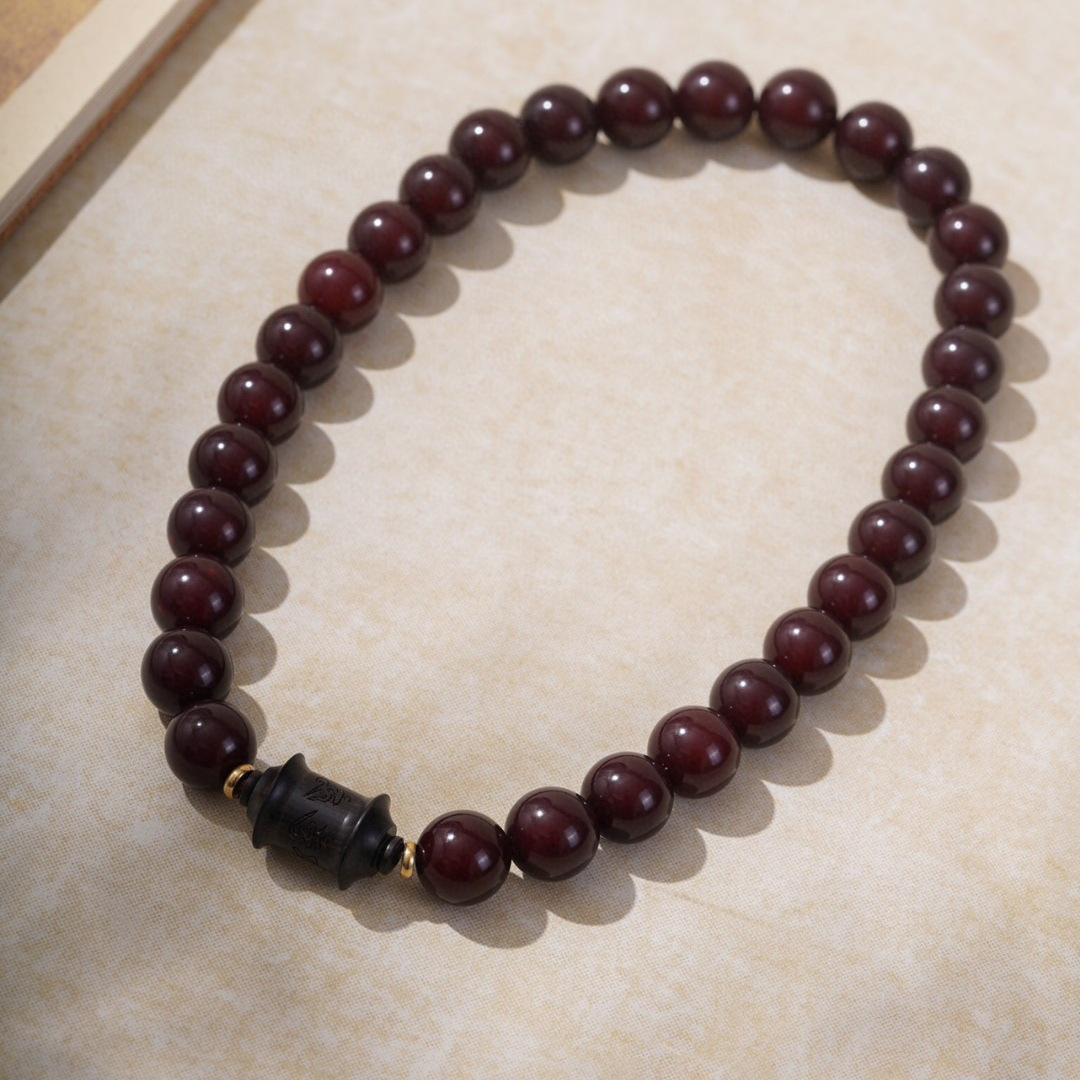Cinnabar Bodhi Root Wine Red Men s Bracelet