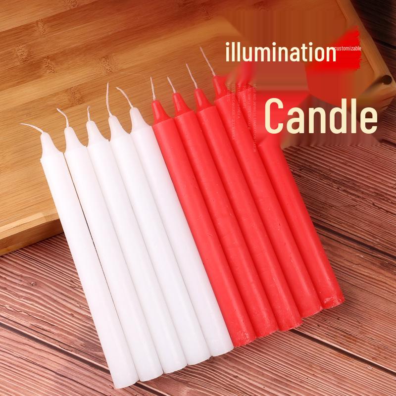 Red and White Long-Burning Smokeless Candles for Emergencies, Buddha, and Candlelight Dinners