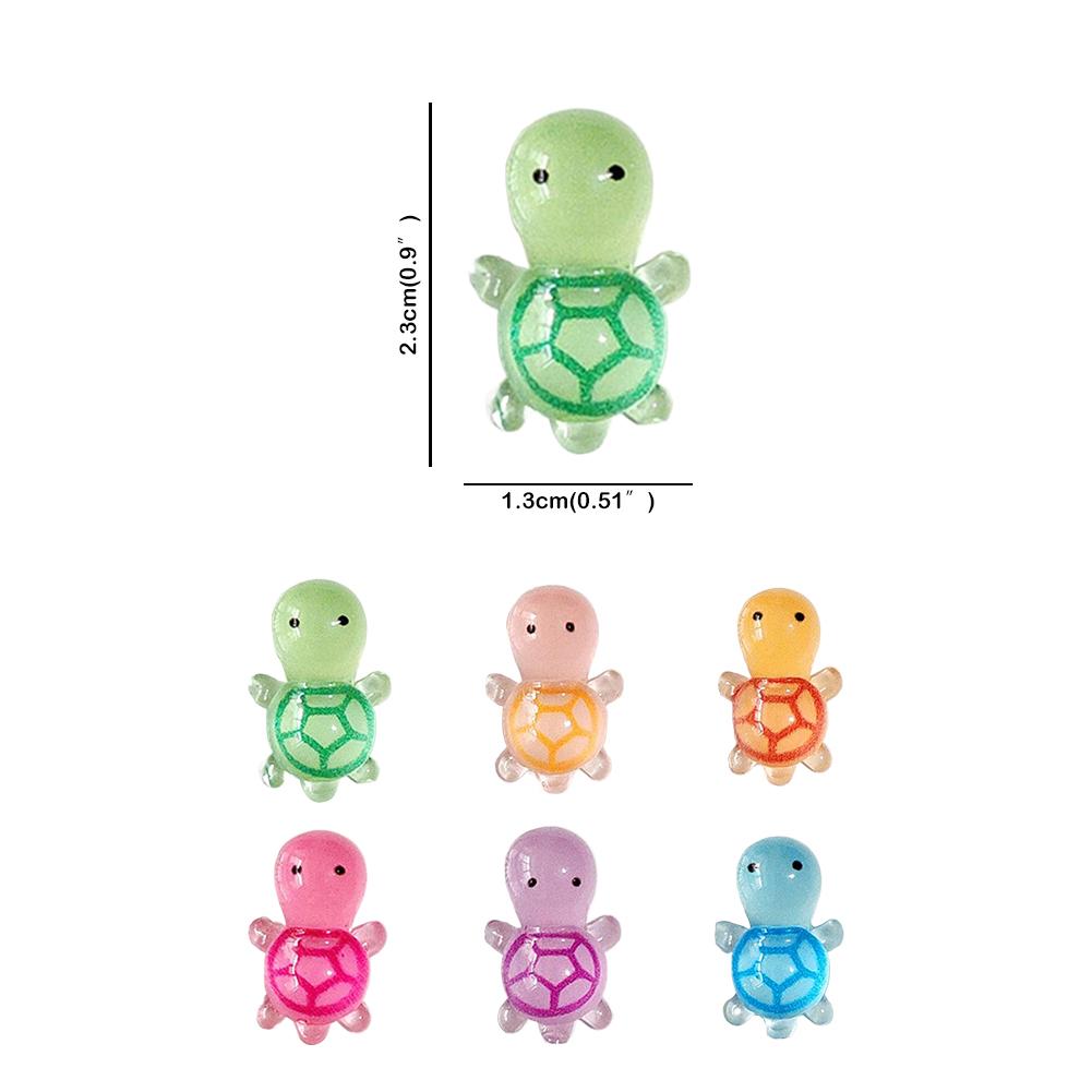 100Pcs Luminous Mini Resin Turtles Glow in The Dark Cute Tiny Turtles Sea Turtles Figurines Micro Landscape Home Decoration Gift