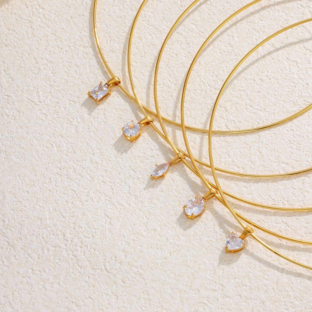 18K Gold PVD Plated Golden Choker Vintage Rhinestone Collarbone Chain  Girls