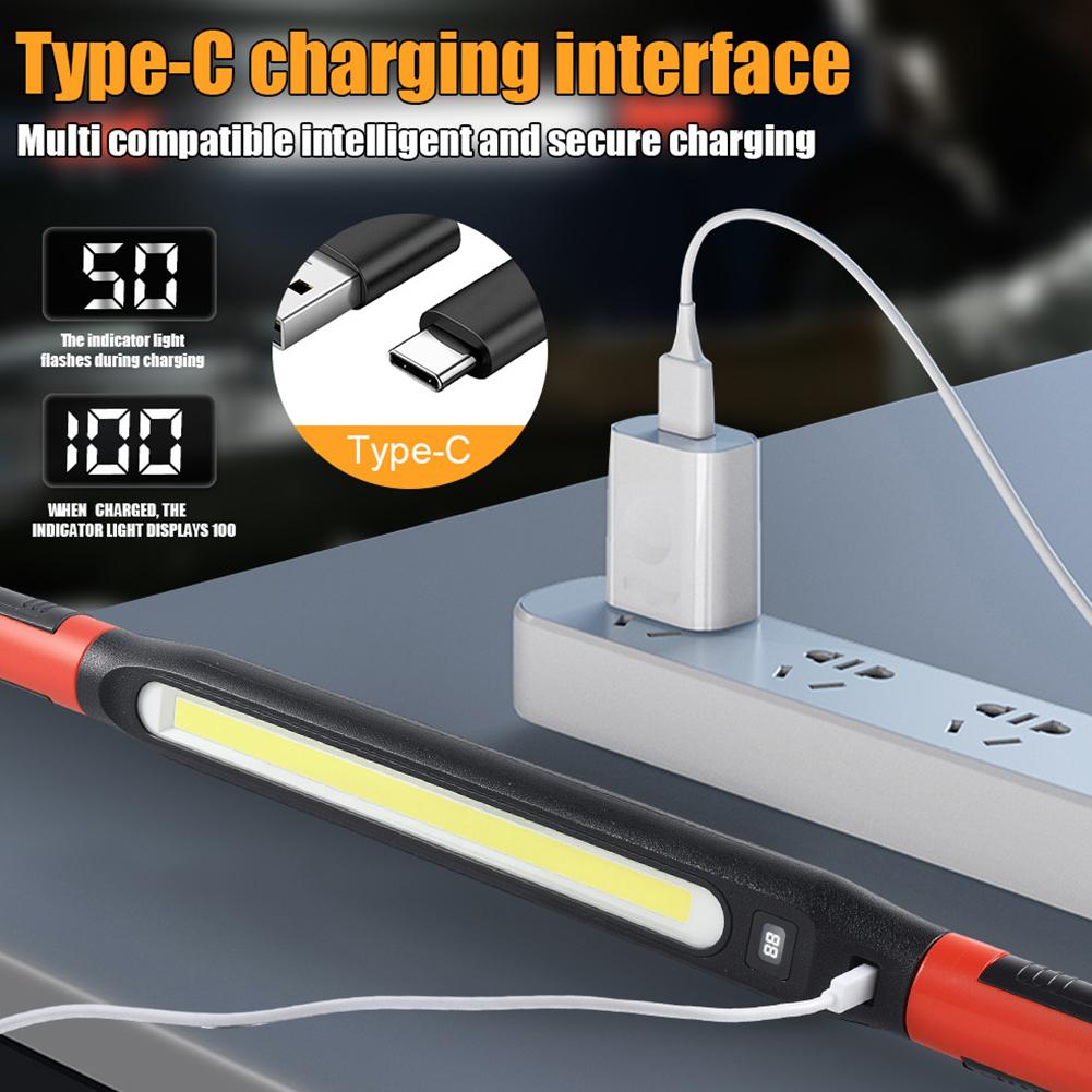 Rechargeable LED Work Light With Magnetic Base Hooks Included- High Lumen Flashlight Ideal For Emergency For Car Repairing