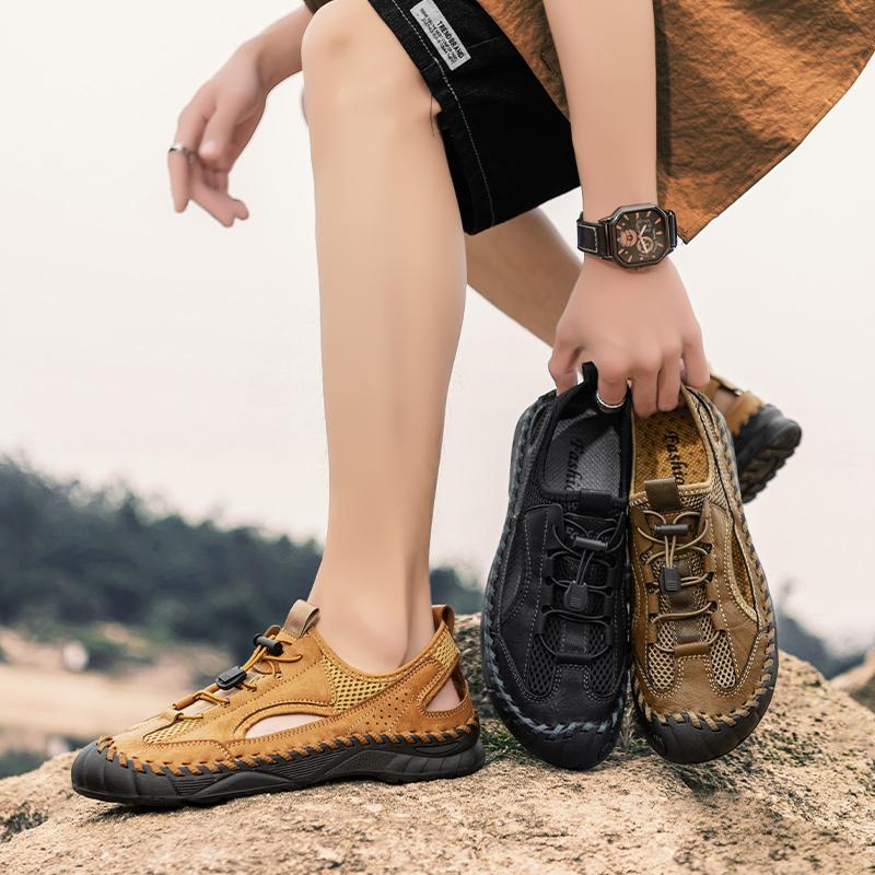 Fashion Summer Men Sandals Genuine Leather Mens Casual Shoes Outdoor Men Leather Sandals for Men Beach Shoes Roman Mens Shoes