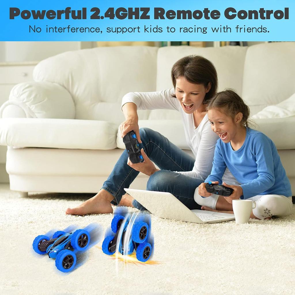 Remote Control Car, 4WD RC Cars with Double Sided 360 Degrees Tumbling and Rotating, 2.4GHZ RC Stunt Car with LED