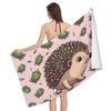Cute Hedgehog Bath Towel Cartoon Beach Towel for Bathroom Hotel Gym Spa Sport Travel Camping Soft Absorbent Kitchen Dish Towel