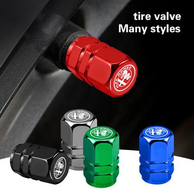 4Pcs Car Styling Tire Valve Caps Stem Dustproof Covers For Giulia MiTo 147 156 159 Stelvio Junior Tonale 4C Giulietta