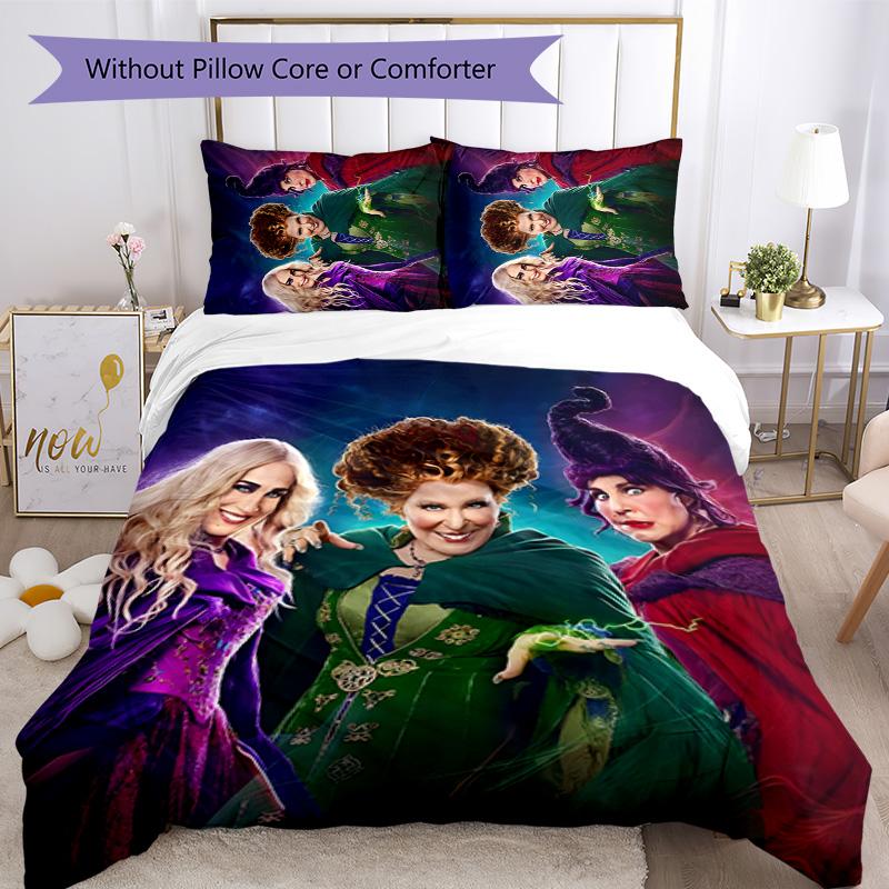 Hocus Pocus 3pcs Bedding Set Duvet Cover Closure Includes 1 Duvet Cover & 2 Pillowcases for All Seasons Bedroom Home Dorm Decor