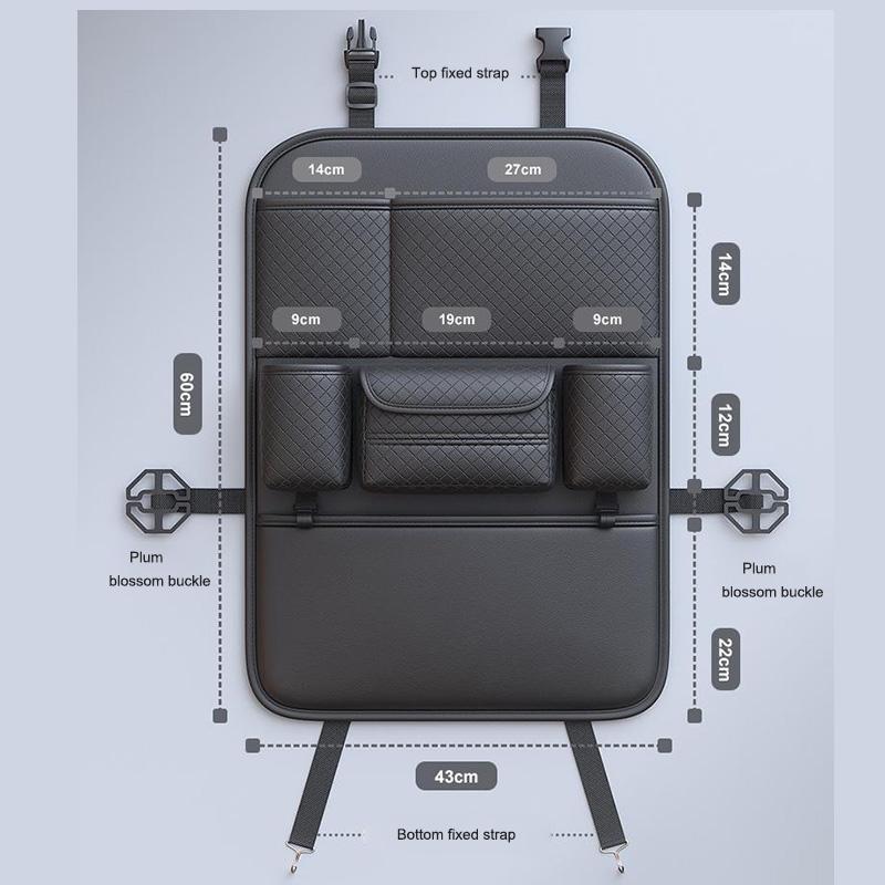 Car Seat Back leather Organizer High-Capacity Multi-functional Multi-Pocket Backseat Storage Bag Wear-Resistant Anti Kick Mat