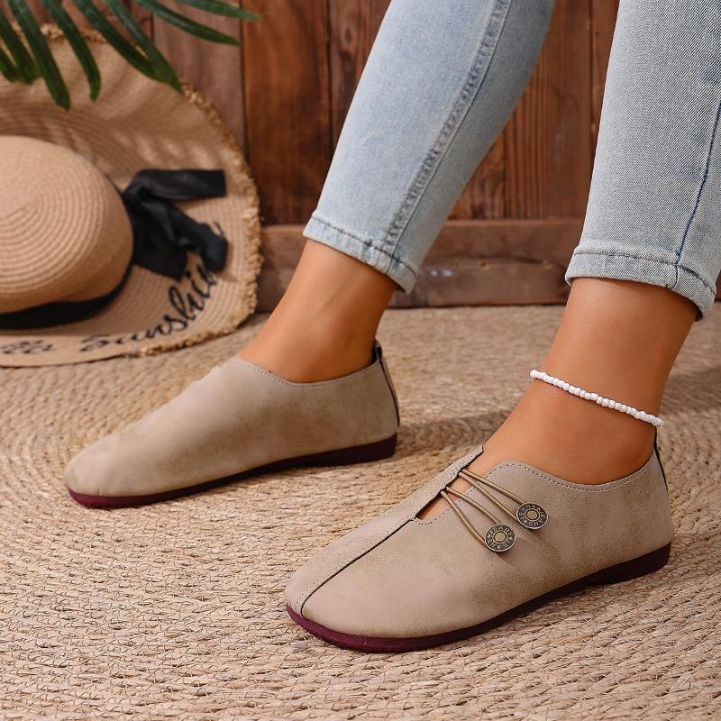 

Large size single shoes women s spring and summer new European and American style retro flat-bottomed Birkenstocks round head one pedal lazy shoes 43