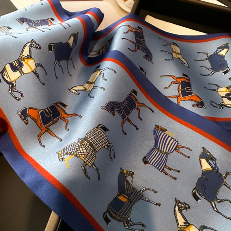 Luxry Horse Design Women Scarf Silk Scarf Handbag Handle Wrap Bag Ribbon Scarf Women Girls Head Hair Wrist Ribbon Scarf