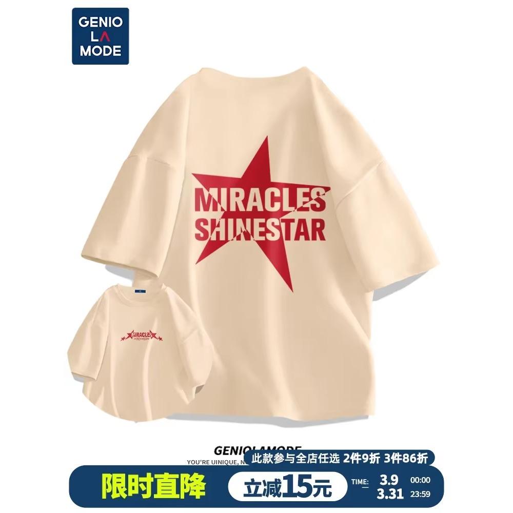 Letní móda Retro pánská anglická písmena těžké váhy 100% bavlna s kulatým výstřihem s potiskem Vysoce kvalitní neformální tričko Fitness Street