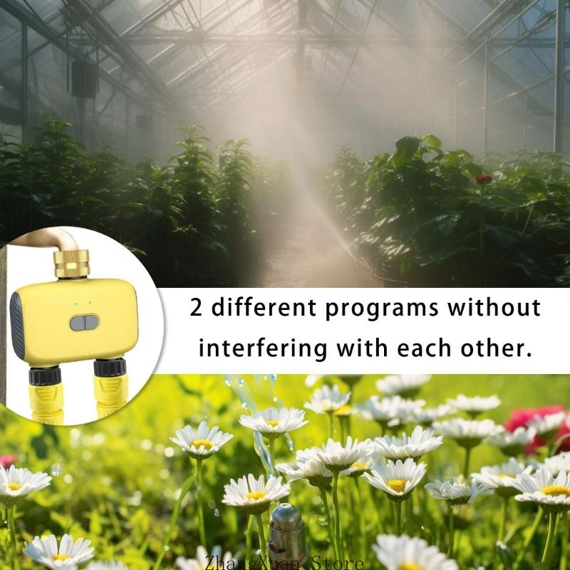 3XUF Outdoor Irrigation Controller Double Hose Connector Water Timer With Rain Delay And App Based Scheduling Functionality