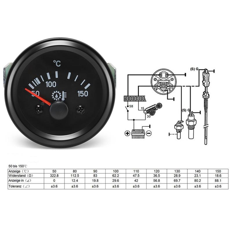 ZMFJH Engine Accessories DC 24V VDO 52mm Oil Temperature Gauge Meter 50-150C Oil Temp Meter Diesel Generator Set Spare Parts