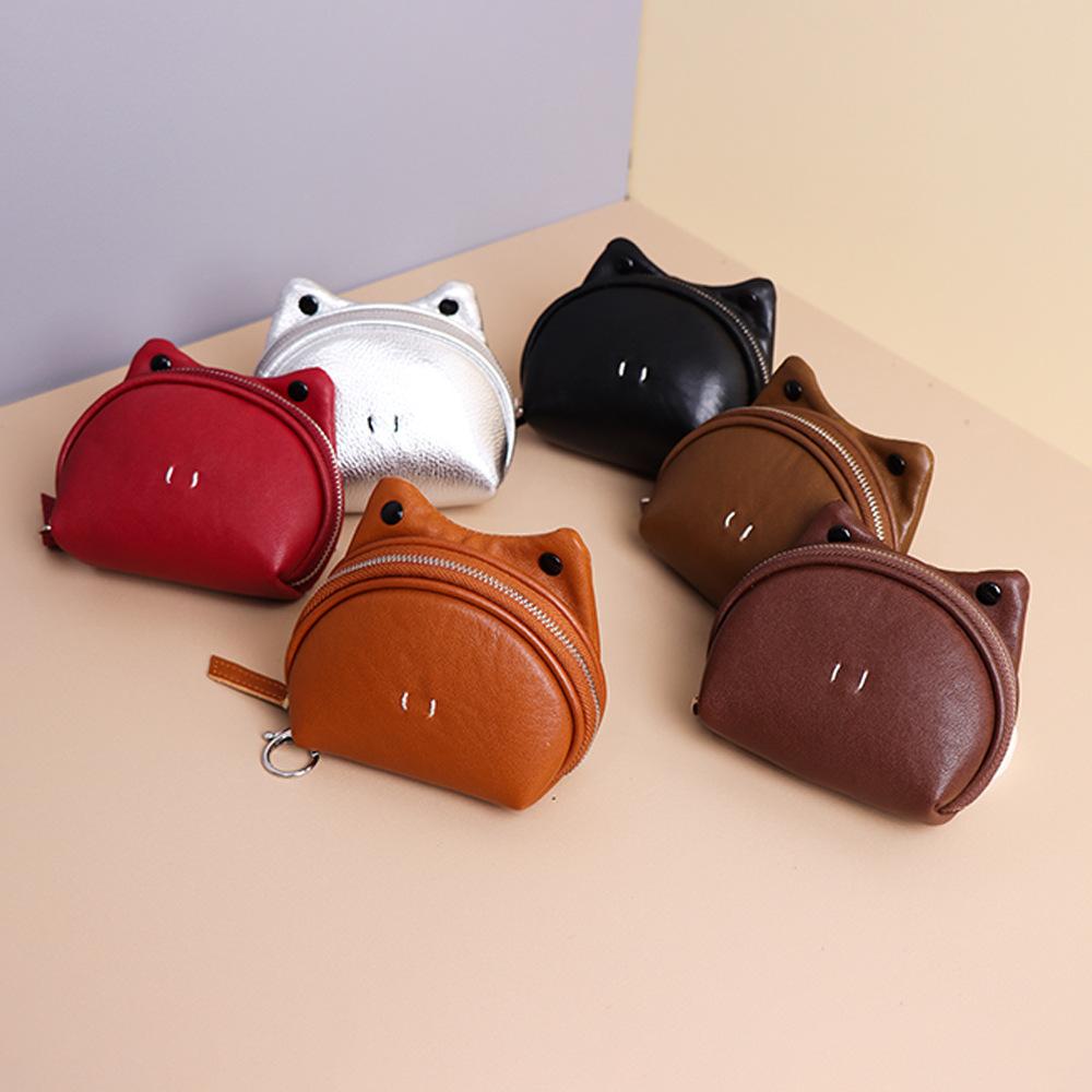 New first-layer cowhide cute frog change bag portable neck coin key storage bag women's small mouth red envelope
