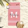 Personalized Striped Beach Towel Custom Name/Logo Oversized Microfiber Towel Summer Party Gift for Beach Swimming Bath Sports