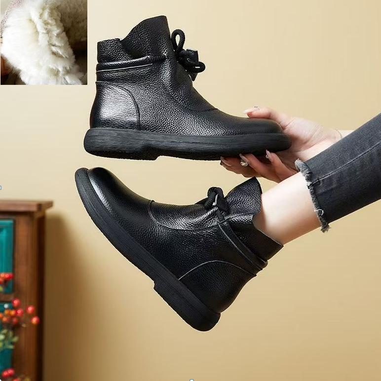 Natūralios odos šilti vilnoniai batai Žieminiai aulinukai moterims Medvilniniai batai Plokščiapadžiai Neslystantys Minkštapadžiai Moteriški batai
