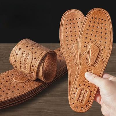 Thickened Genuine Leather Moisture-Wicking Breathable Deodorant Sports Insoles for Men and Women