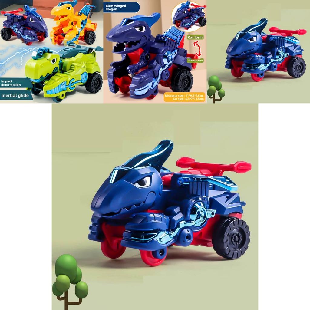Dinosaur Toy Car With Inertia Collision Transforming For Kids Playroom