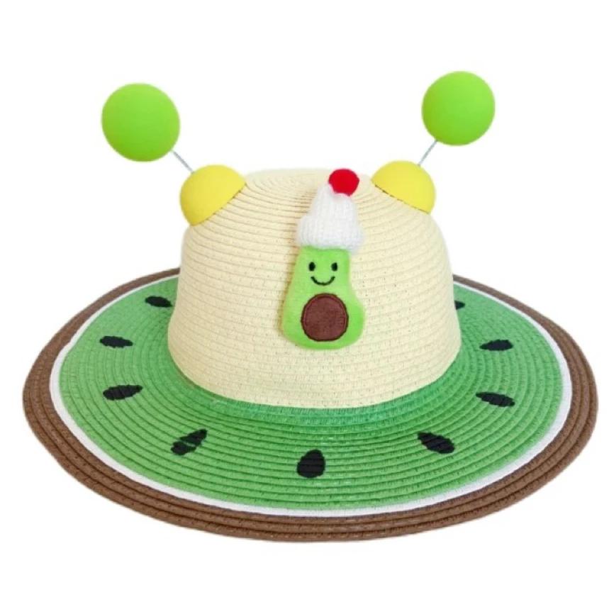 Parent Child Matching Watermelon Straw Hat Summer Wide Brim Sun Protection Beach Hat for Women Kids