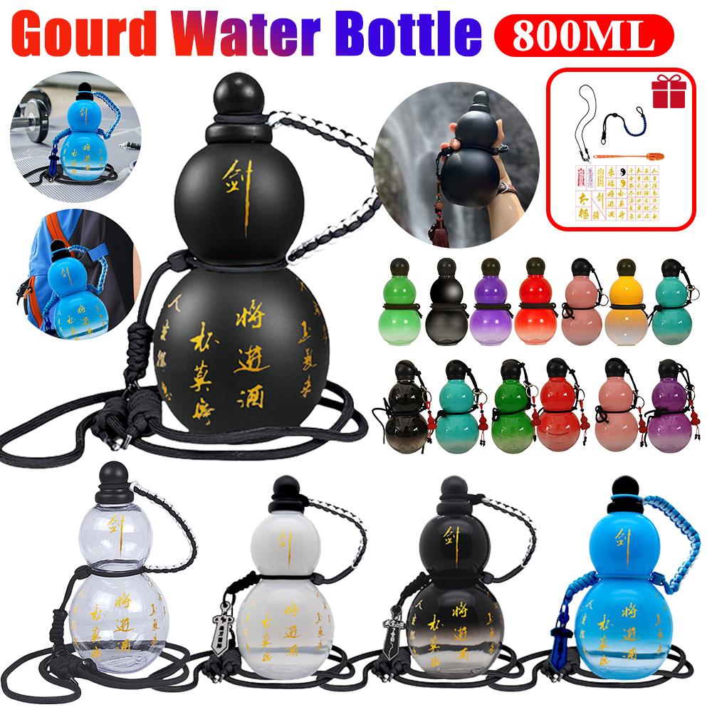 2025 New 800ML Large Capacity Wine Bottle PC Creative Water Kettle Sports Vintage Chinese Retro-Inspired Gourd Water Bottle